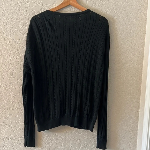 Mel & Lisa 100% Silk Black Pointelle Cable Knit Cardigan Sweater. XL - Picture 6 of 8